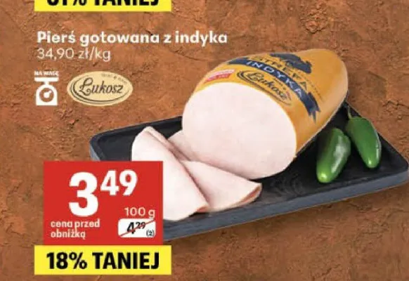 Pierś gotowana z indyka Łukosz promocja w Delikatesy Centrum