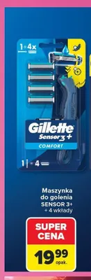 Maszynka do golenia Gillette Sensor 3+ + 4 wkłady promocja w Carrefour
