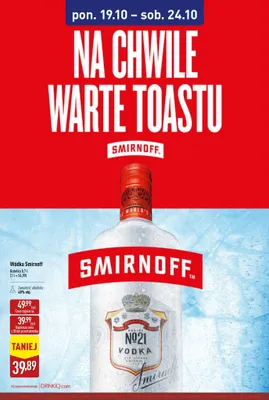 Wódka Smirnoff No. 21 promocja w Aldi
