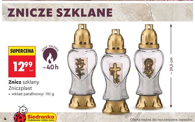 Znicz szklany Zniczplast promocja w Biedronka