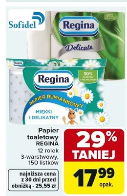 Papier toaletowy REGINA 12 rolek 3-warstwowy promocja w Carrefour Market