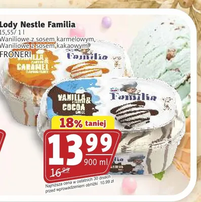 Lody Nestle Familia waniliowe z sosem karmelowym promocja w Prim Market