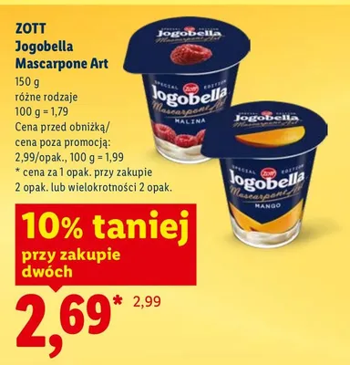 Jogurt Jogobella Mascarpone Art różne rodzaje promocja w Lidl