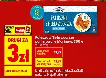 Paluszki z fileta z dorsza panierowane Marinero promocja w Biedronka