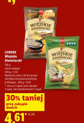 Chipsy Wiejskie Ziemniaczki Lorenz o smaku cebulki promocja w Lidl