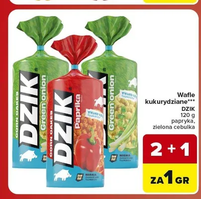 Wafle kukurydziane Dzik zielona cebulka promocja w Carrefour Market