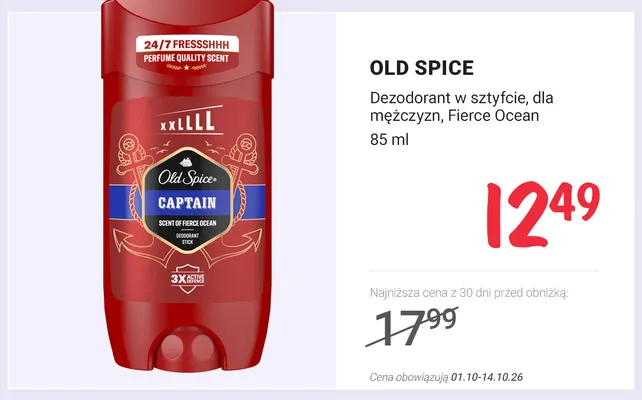 Dezodorant w sztyfcie dla mężczyzn Fierce Ocean Old Spice promocja w Rossmann