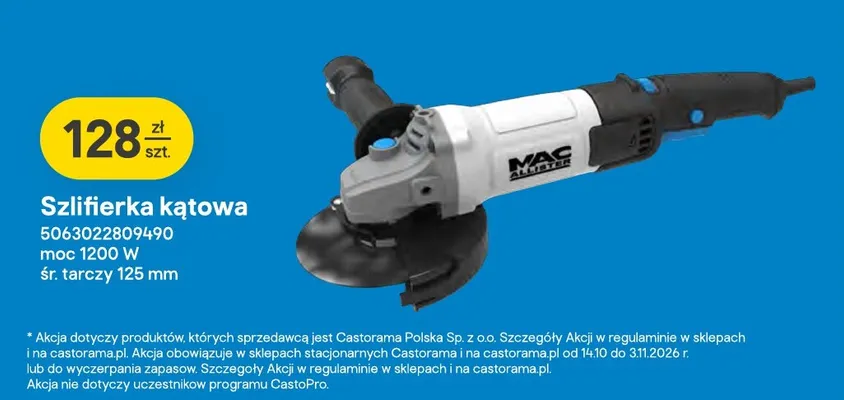 Szlifierka kątowa Mac Allister promocja w Castorama