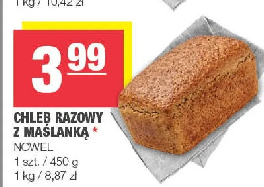 Chleb razowy z maślanką Nowel promocja w SPAR