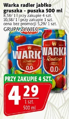 Piwo Warka radler jabłko gruszka puszka Grupa Żywiec promocja w Prim Market