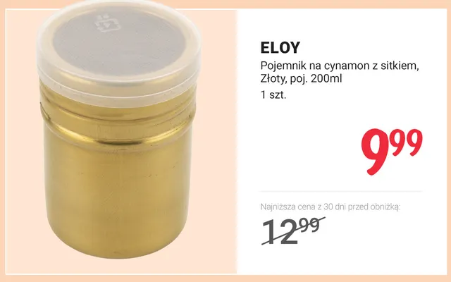 Pojemnik na cynamon z sitkiem złoty 200 ml Eloy promocja w Rossmann