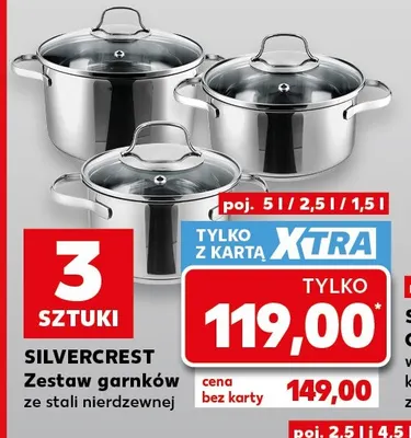 Zestaw garnków ze stali nierdzewnej Silvercrest promocja w Kaufland