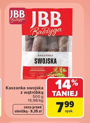 Kaszanka swojska z wątróbką JBB Bałdyga promocja w Carrefour Market