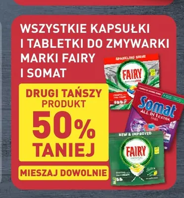 Kapsułki i tabletki do zmywarki marki Fairy i Somat promocja w Aldi
