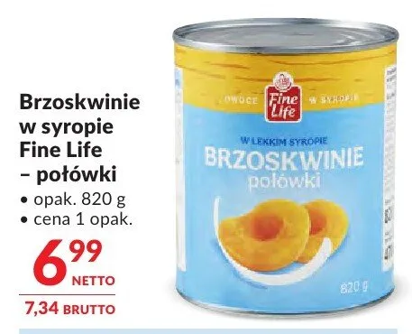 Brzoskwinie w syropie Fine Life - połówki promocja w Makro