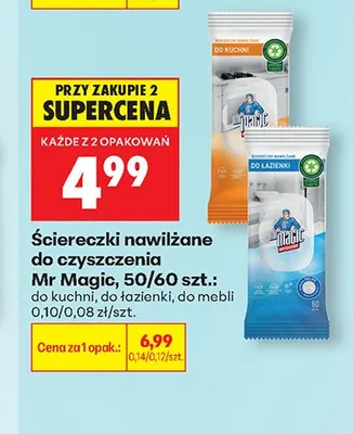 Ściereczki nawilżane do czyszczenia do łazienki Mr Magic promocja w Biedronka