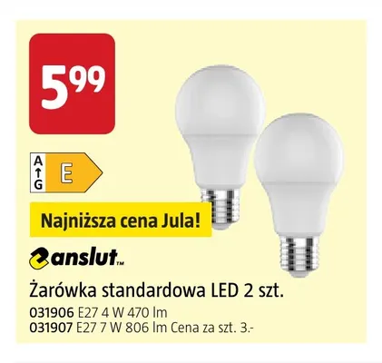 Żarówka standardowa LED E27 4W 2-pak Anslut promocja w Jula