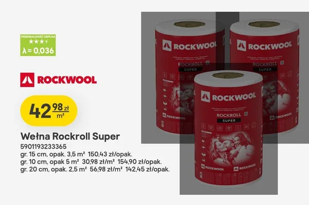 Wełna mineralna Rockwool Rockroll Super 20 cm promocja w Castorama