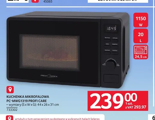 Kuchenka mikrofalowa PC-MWG1319 Profi Care promocja w Selgros