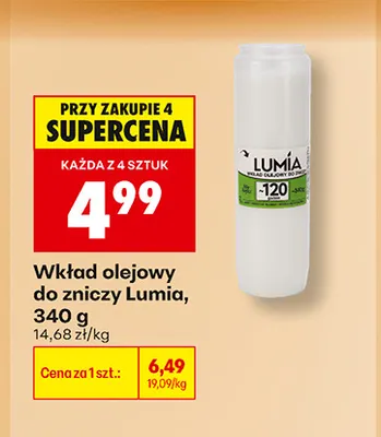 Wkład olejowy do zniczy Lumia promocja w Biedronka
