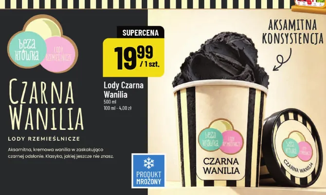 Lody rzemieślnicze Beza Krówka Czarna Wanilia promocja w POLOmarket