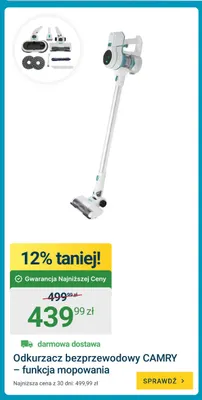 Odkurzacz bezprzewodowy Camry funkcja mopowania promocja w ERLI
