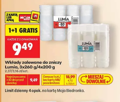 Wkłady zalewane do zniczy Lumia 3-pak promocja w Biedronka