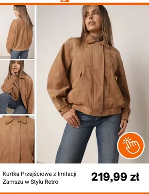Kurtka przejściowa z imitacji zamszu w stylu retro Born2be promocja w Born2be