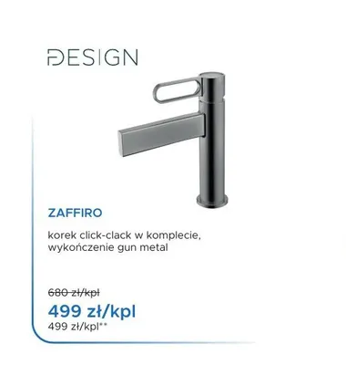 Bateria umywalkowa Design Zaffiro gun metal promocja w Blu Salony Łazienek
