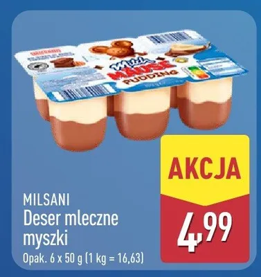 Deser mleczny myszki Milsani promocja w Aldi