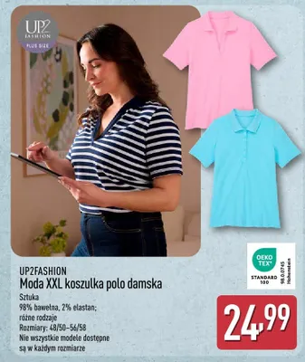 Moda XXL koszulka polo damska Up2fashion promocja w Aldi
