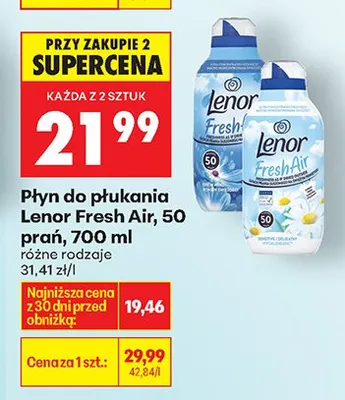 Płyn do płukania Lenor Fresh Air, 50 prań, 700 ml promocja w Biedronka