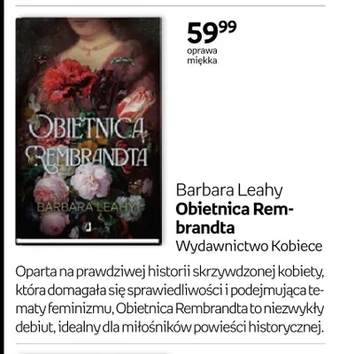 Książka Obietnica Rembrandta Barbara Leahy promocja w Empik