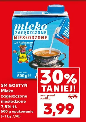 Mleko zagęszczone niesłodzone SM Gostyń 7,5% promocja w Kaufland