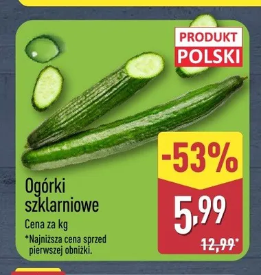 Ogórki szklarniowe promocja w Aldi