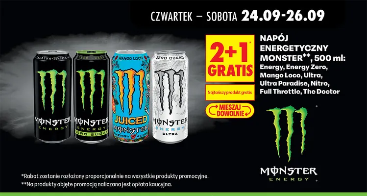 Napój energetyczny Monster Energy promocja w Biedronka