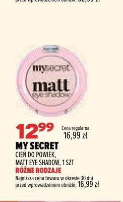 Cień do powiek My Secret Matt Eye Shadow promocja w Drogerie Natura