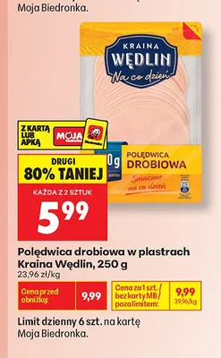 Polędwica drobiowa w plastrach Kraina Wędlin promocja w Biedronka