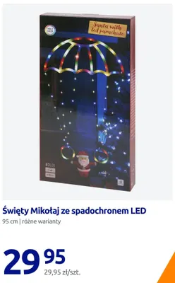 Święty Mikołaj ze spadochronem LED 95 cm promocja w Action