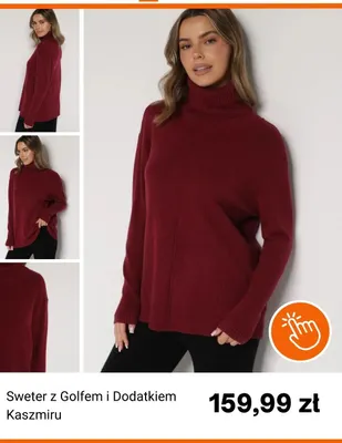 Sweter z golfem i dodatkiem kaszmiru Born2be promocja w Born2be