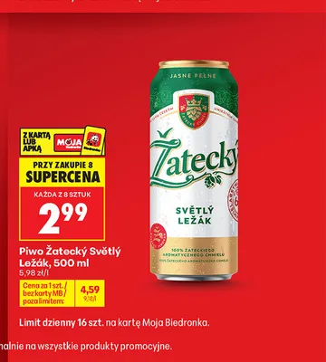 Piwo Žatecký Světlý Ležák promocja w Biedronka