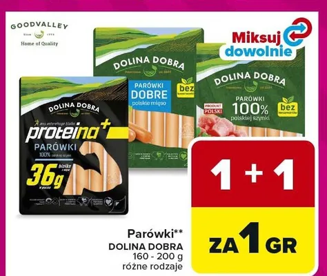 Parówki różne rodzaje Dolina Dobra promocja w Carrefour Market