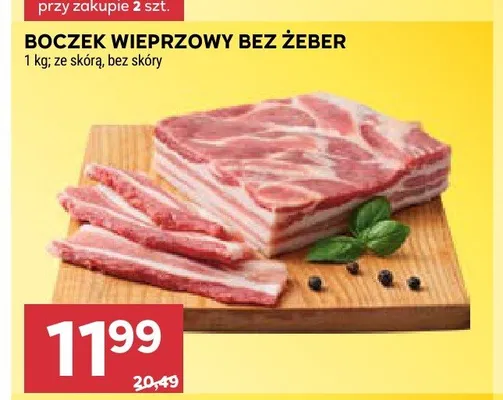 Boczek wieprzowy bez żeber bez skóry promocja w Stokrotka