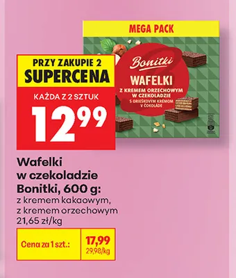 Wafelki w czekoladzie Bonitki z kremem kakaowym promocja w Biedronka
