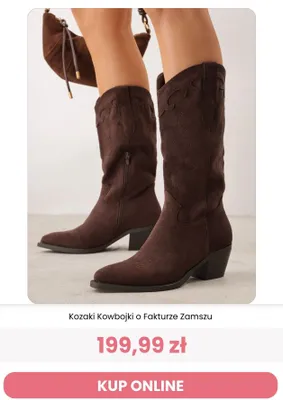 Kozaki kowbojki o fakturze zamszu Renee promocja w Renee