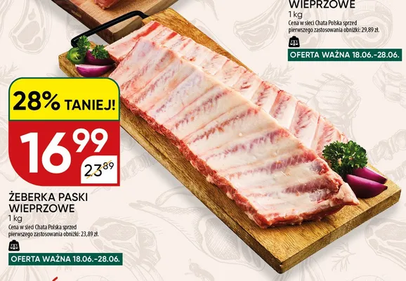 Żeberka paski wieprzowe promocja w Chata Polska