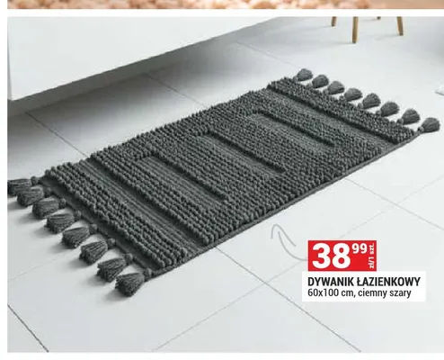 Dywanik łazienkowy 60x100 cm ciemny szary promocja w Merkury Market