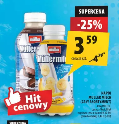 Napój mleczny Müllermilch truskawkowy Müller promocja w Arhelan