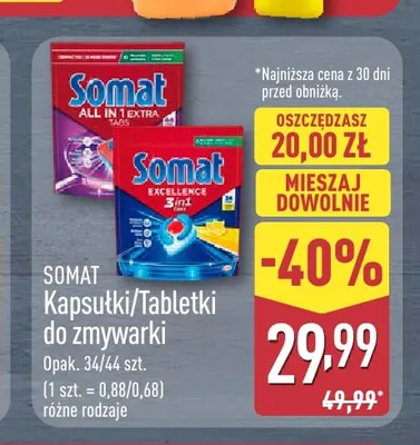 Kapsułki i tabletki do zmywarki Somat promocja w Aldi