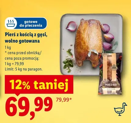 Pierś z kością z gęsi, wolno gotowana promocja w Lidl